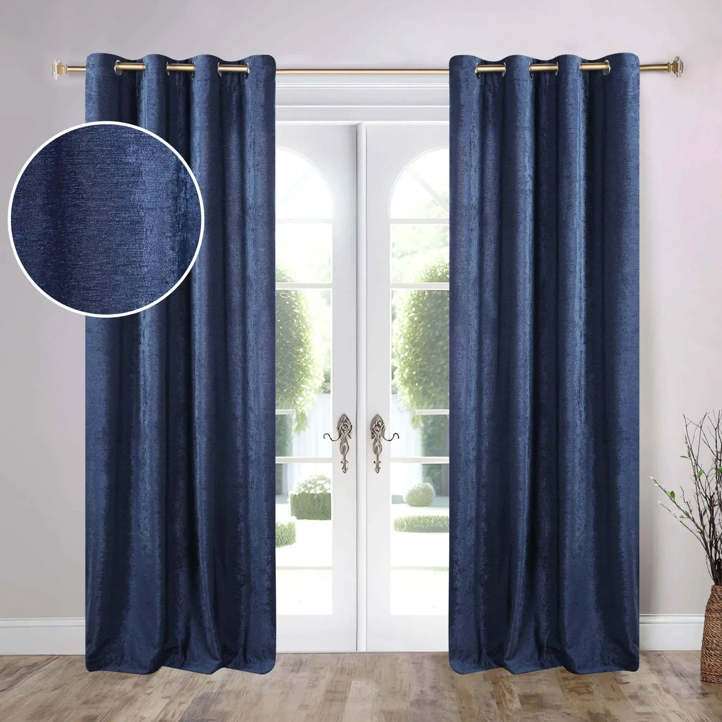 Noor Semi-Blackout Chenille Washable Grommet Curtains, Set of 2 Panels