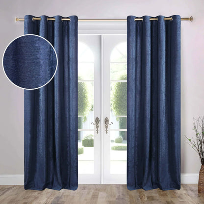 Noor Semi-Blackout Chenille Washable Grommet Curtains, Set of 2 Panels