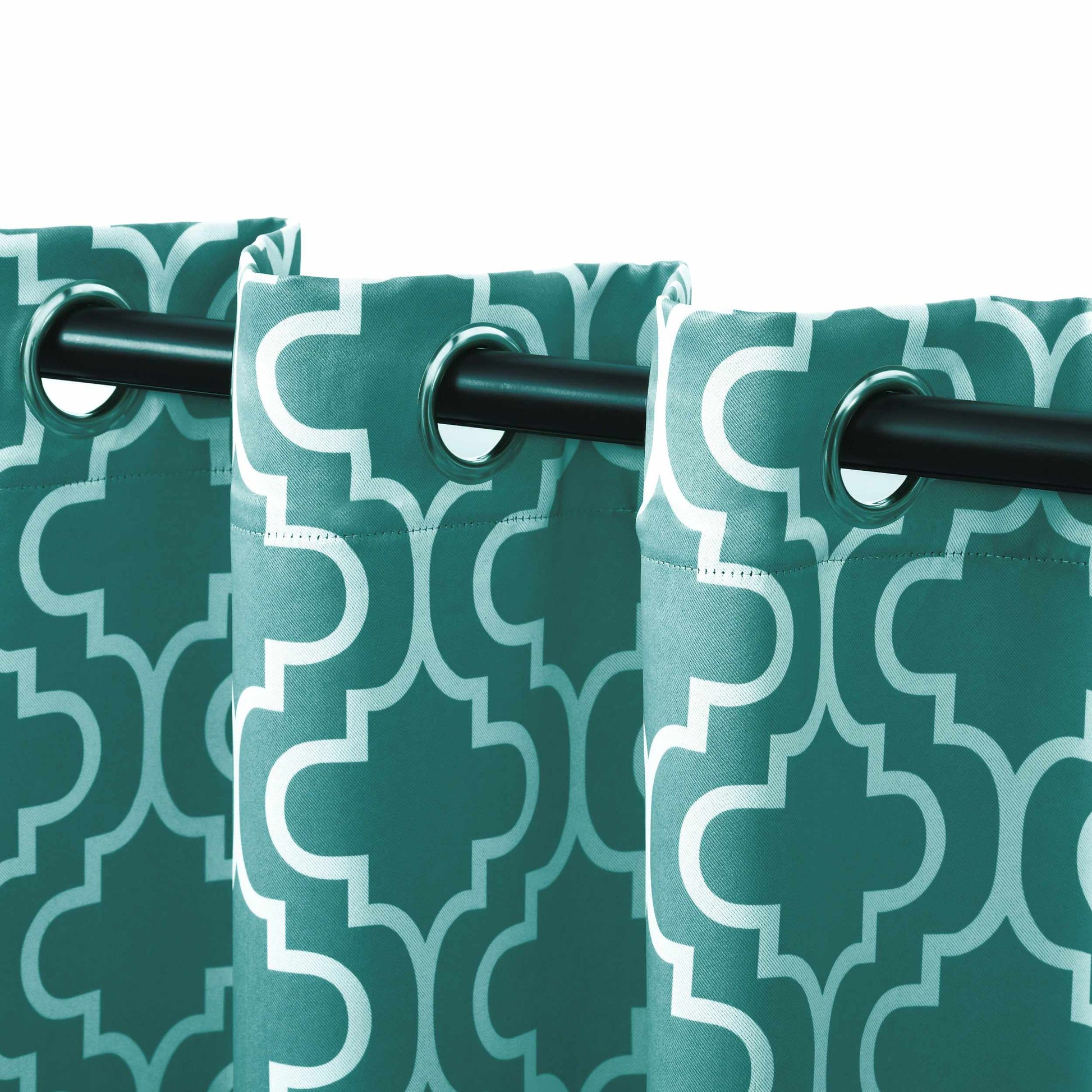 Moroccan Trellis Grommet 2-Piece Blackout Curtain Panel Set - Teal