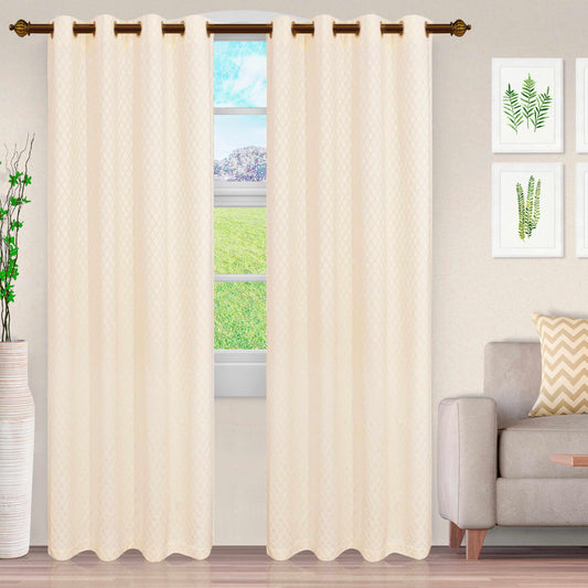 Westview Diamond Trellis Jacquard 2-Piece Grommet Curtain Panel Set  - Ivory