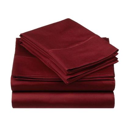  Superior Egyptian Cotton 530 Thread Count Solid Sheet Set - Burgundy