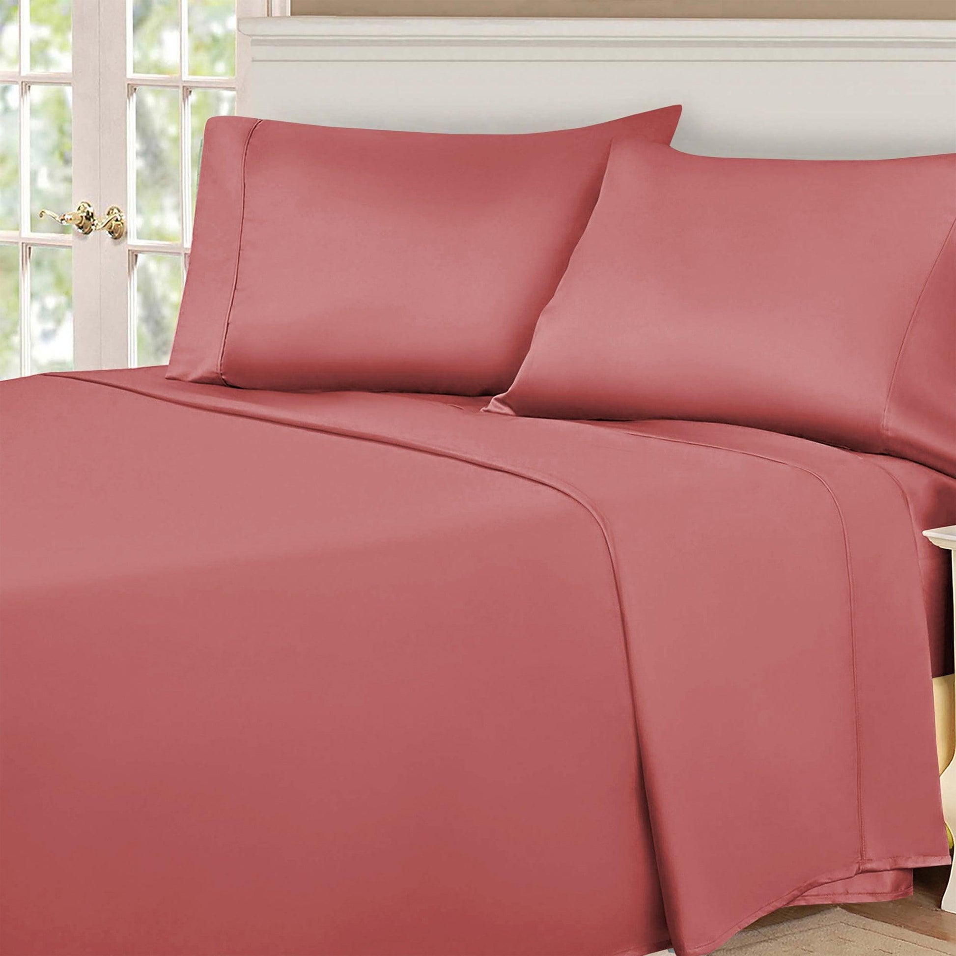  Superior Egyptian Cotton 530 Thread Count Solid Sheet Set - Blush