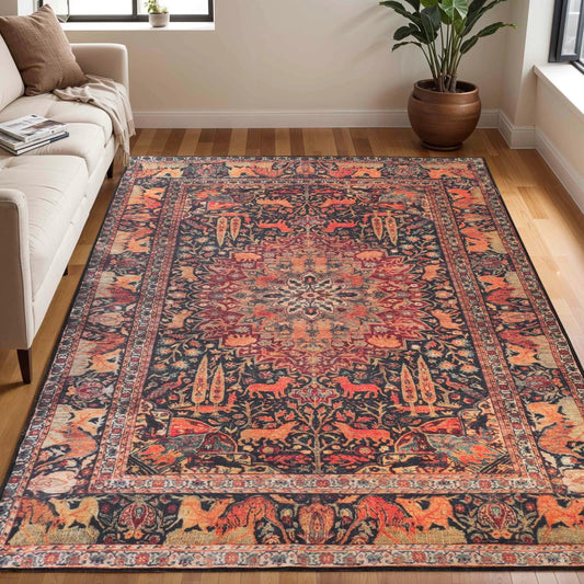 Copley Bohemian Oriental Medallion Wildlife Indoor Area Rug
