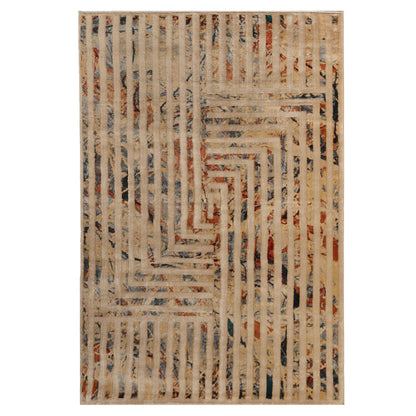 Modern Geometric Lines Abstract Boho Area Rug Or Runner Or Door Mat - Ivory