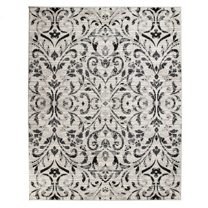 Superior Lovina Classic Scrolling Vine Indoor Area Rug - Platinum