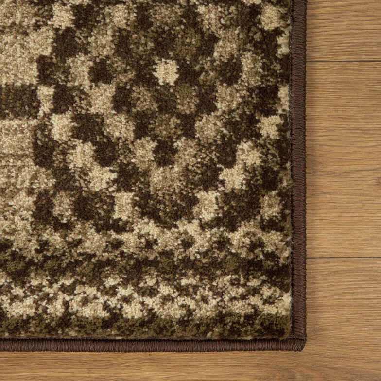 Dorset Block Patchwork Indoor Area Rug or Runner Rug - Taupe