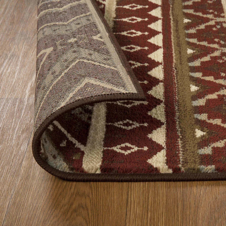 Tampa Southwestern Rustic Medallion Indoor Area Rug or Runner Rug - Maroon