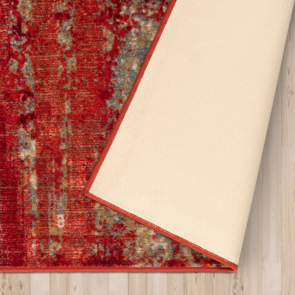 Brayton Modern Brushstrokes Non-Slip Washable Indoor Area Rug or Runner - Orange