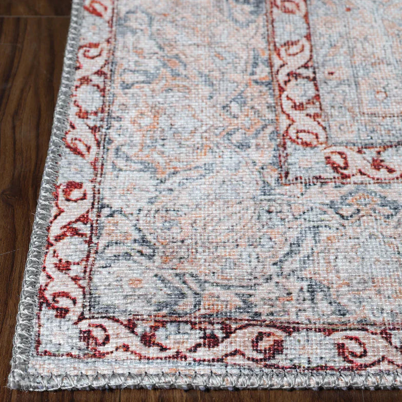 Alma Floral Medallion Indoor Area Rug Or Runner Rug - BerryRed