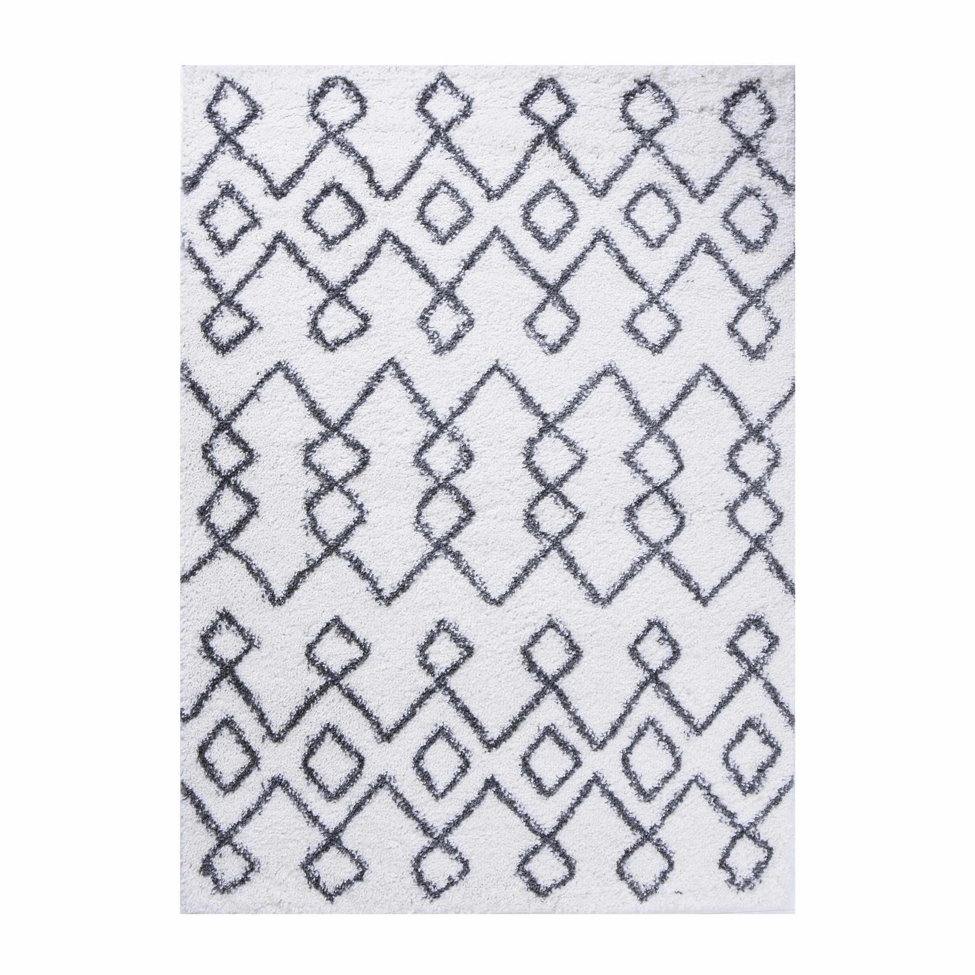  Superior Boho Geometric Diamonds Indoor Plush Shag Area Rug - Black-Cream