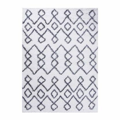 Superior Boho Geometric Diamonds Indoor Plush Shag Area Rug - Black-Cream