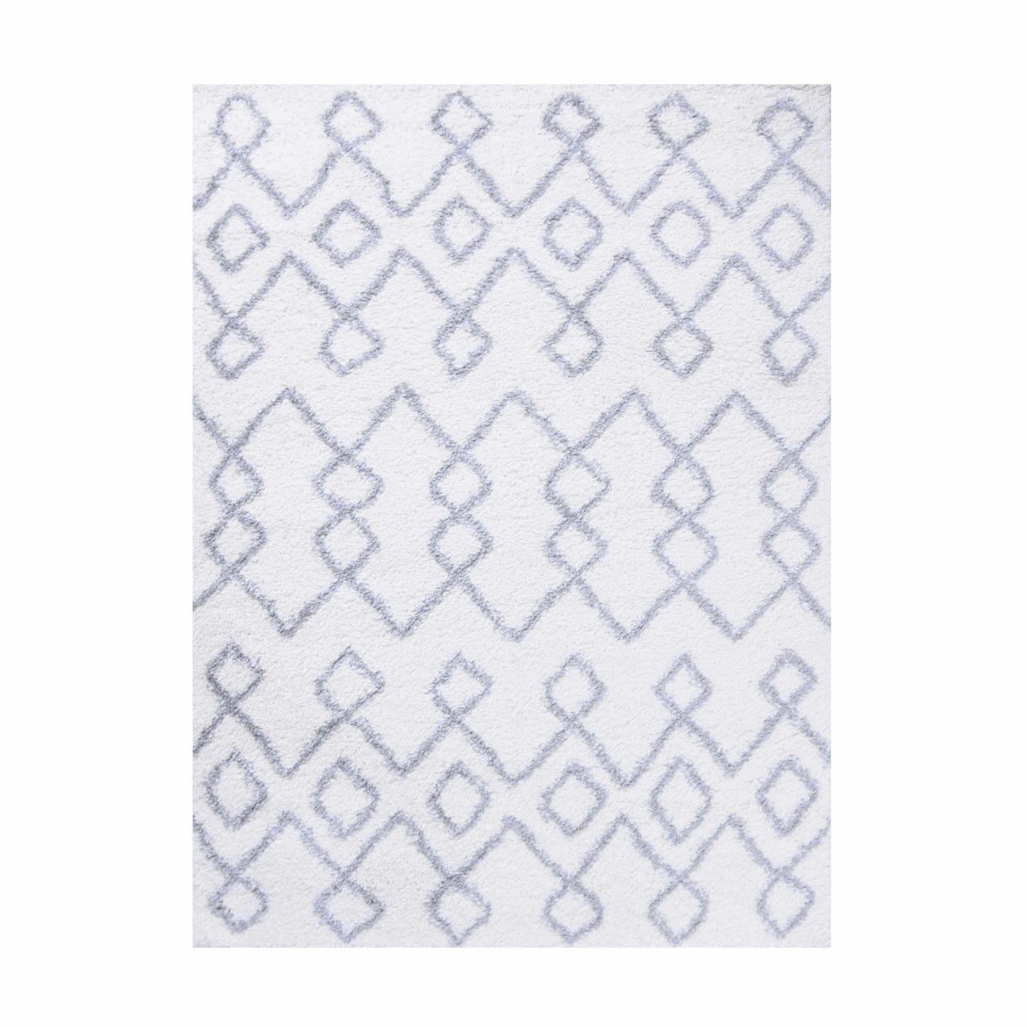  Superior Boho Geometric Diamonds Indoor Plush Shag Area Rug - Grey-Cream