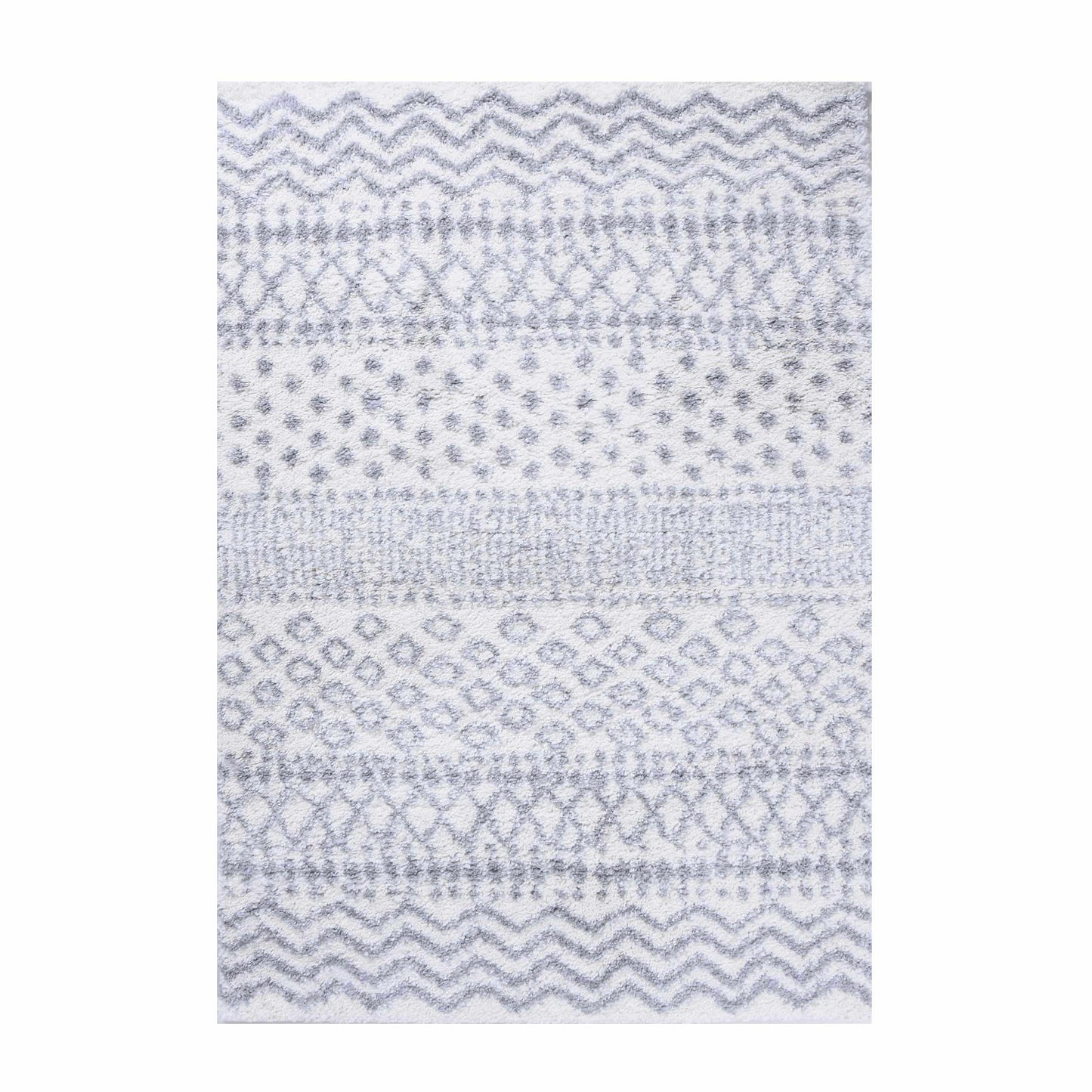  Superior Boho Geometric Indoor Plush Shag Area Rug - Grey-Cream