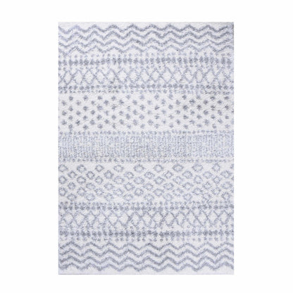  Superior Boho Geometric Indoor Plush Shag Area Rug - Grey-Cream