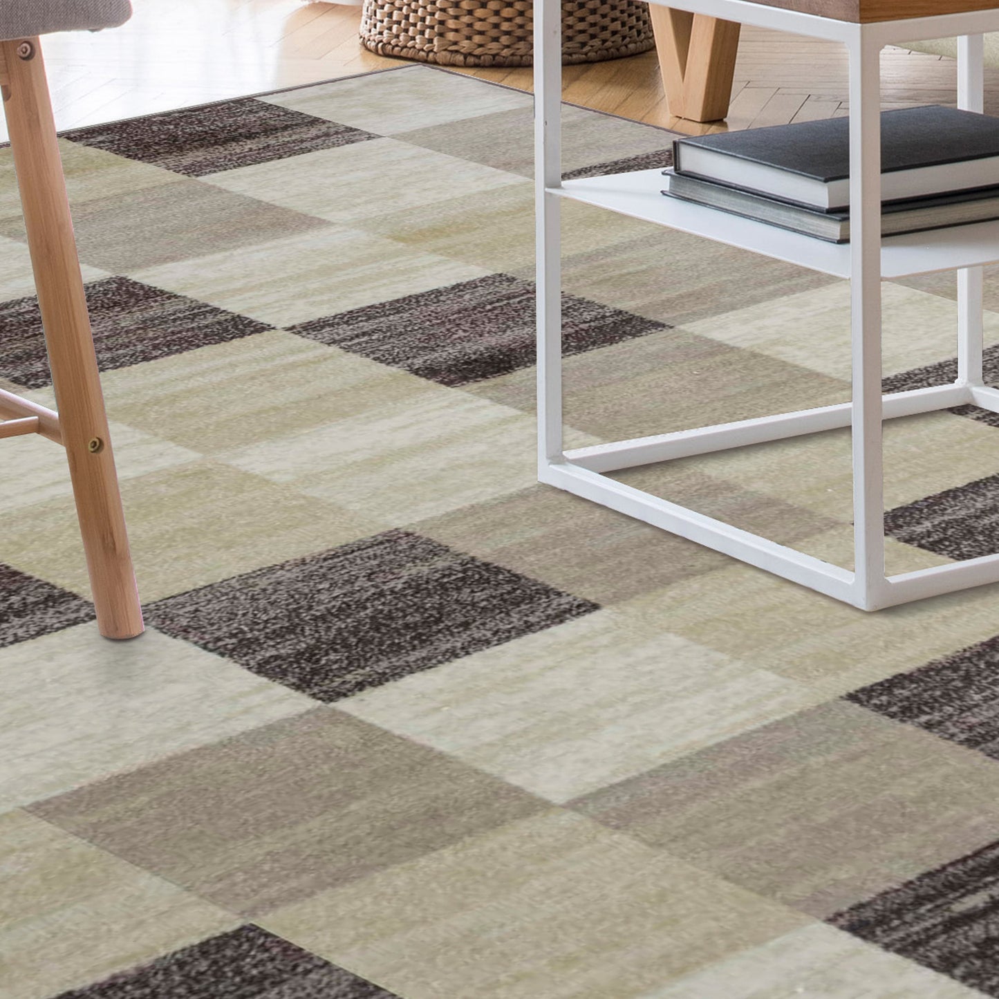 Superior Rockaway Geometric Checkered Rivulet Transitional Area Rug - Beige