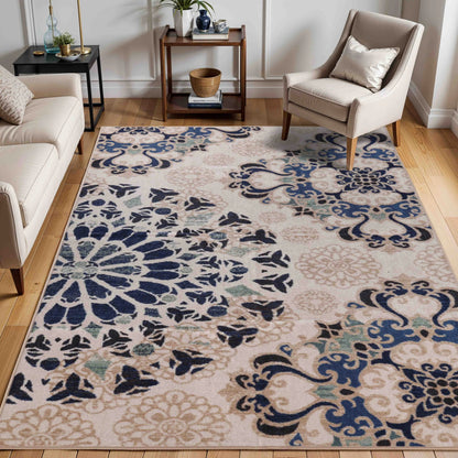 Thalia Modern Medallion Indoor Washable Area Rug