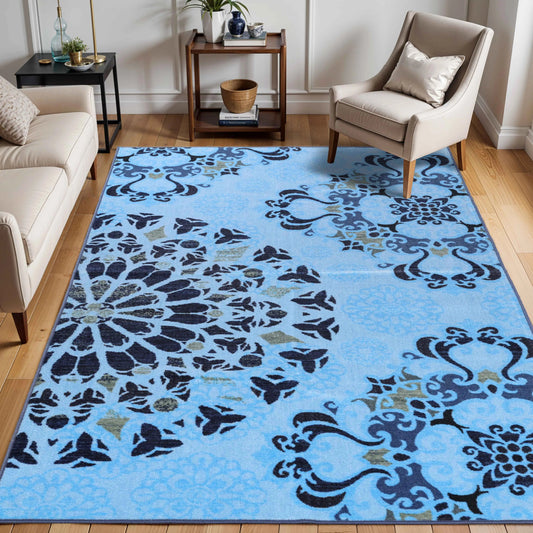 Thalia Modern Medallion Indoor Washable Area Rug