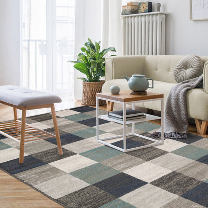Superior Rockaway Geometric Checkered Rivulet Transitional Area Rug - Rivulet