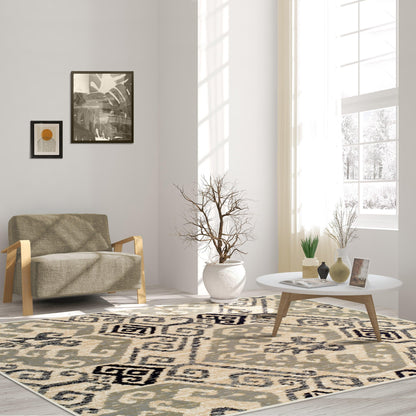  Superior Distressed Southwestern Tribal Area Rug - Beige