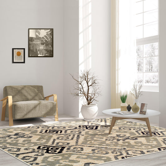  Superior Distressed Southwestern Tribal Area Rug - Beige