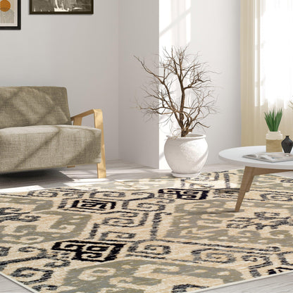  Superior Distressed Southwestern Tribal Area Rug - Beige
