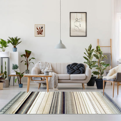  Delgado Bohemian-Striped Mozambique-Inspired Area Rug 