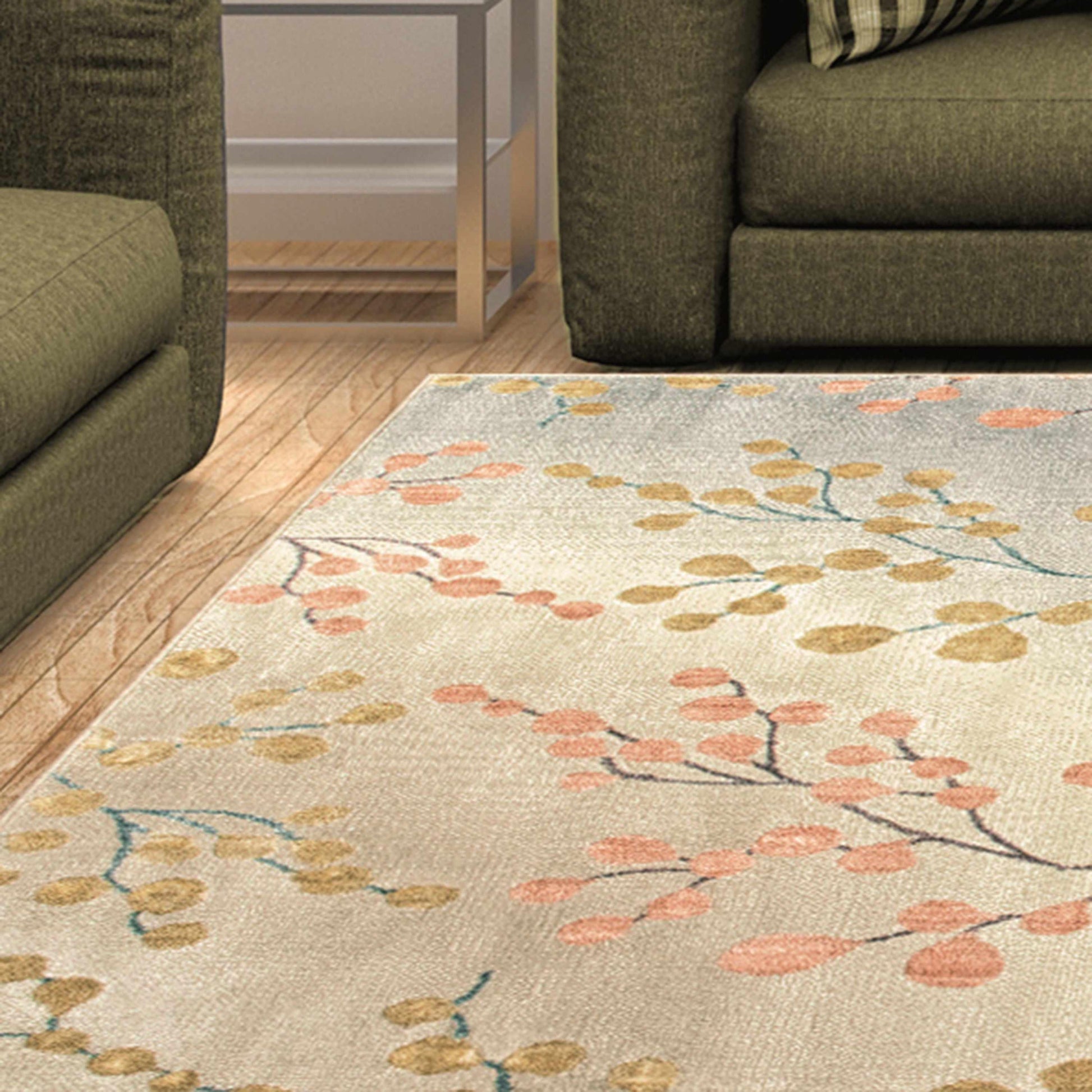 Superior Adsila Iridescent Floral Modern Area Rug or Runner - Apricot