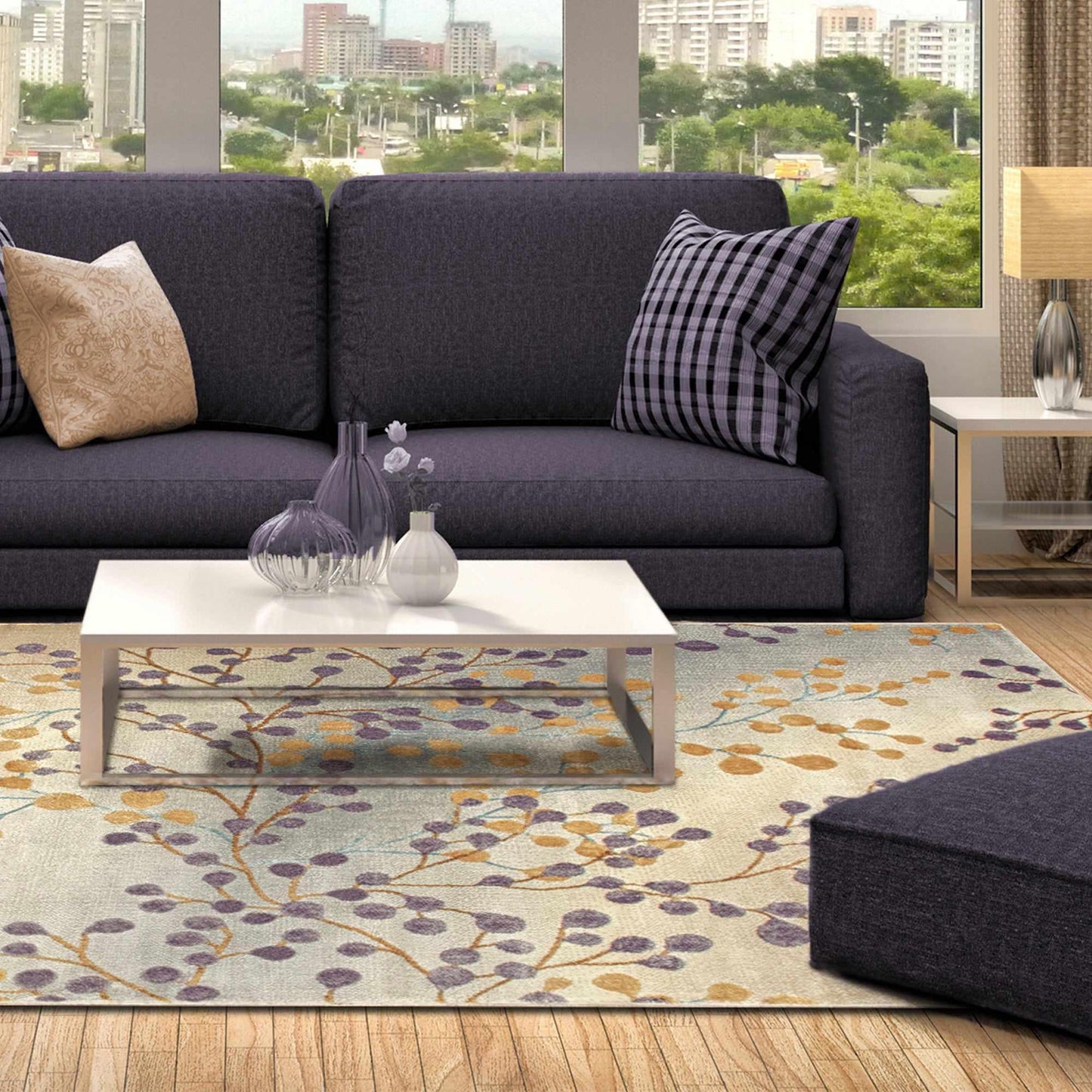 Superior Adsila Iridescent Floral Modern Area Rug or Runner - Violet