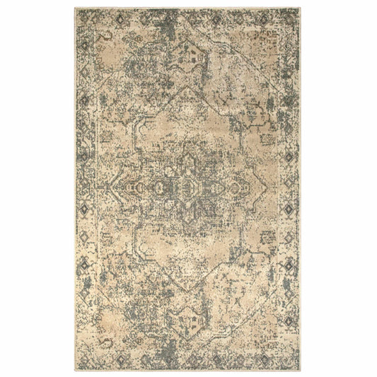  Amaris Vintage Oriental Distressed Medallion Indoor Area Rug