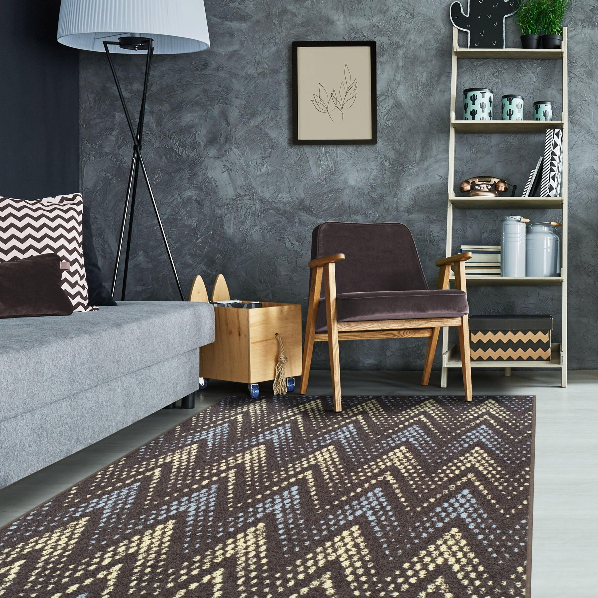 Superior Arete Modern Ombre Chevron Area Rug or Runner - Slate 