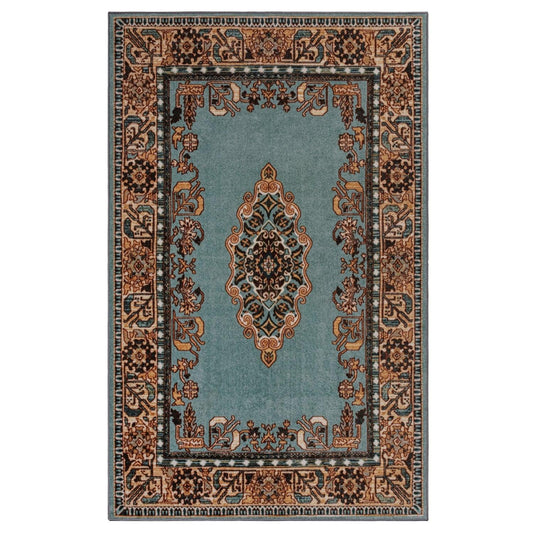  Aviva Non-Slip Floral Medallion Indoor Washable Area Rug or Runner Rug