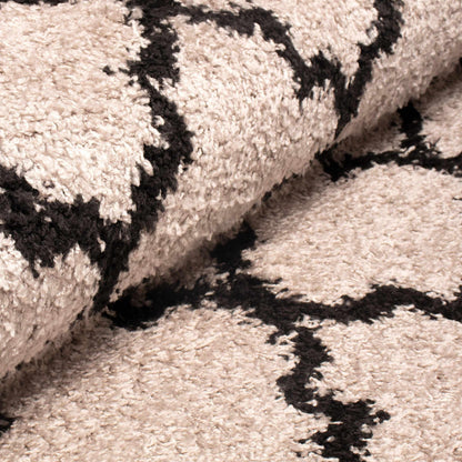 Superior Bengali Modern Geometric Lattice Trellis Indoor Shag Area Rug - Charcoal