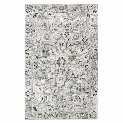 Caine Distressed Florals Modern Indoor Area Rug - Platinum