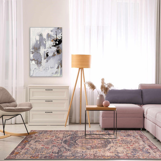  Cherise Distressed Vintage Medallion Area Rug