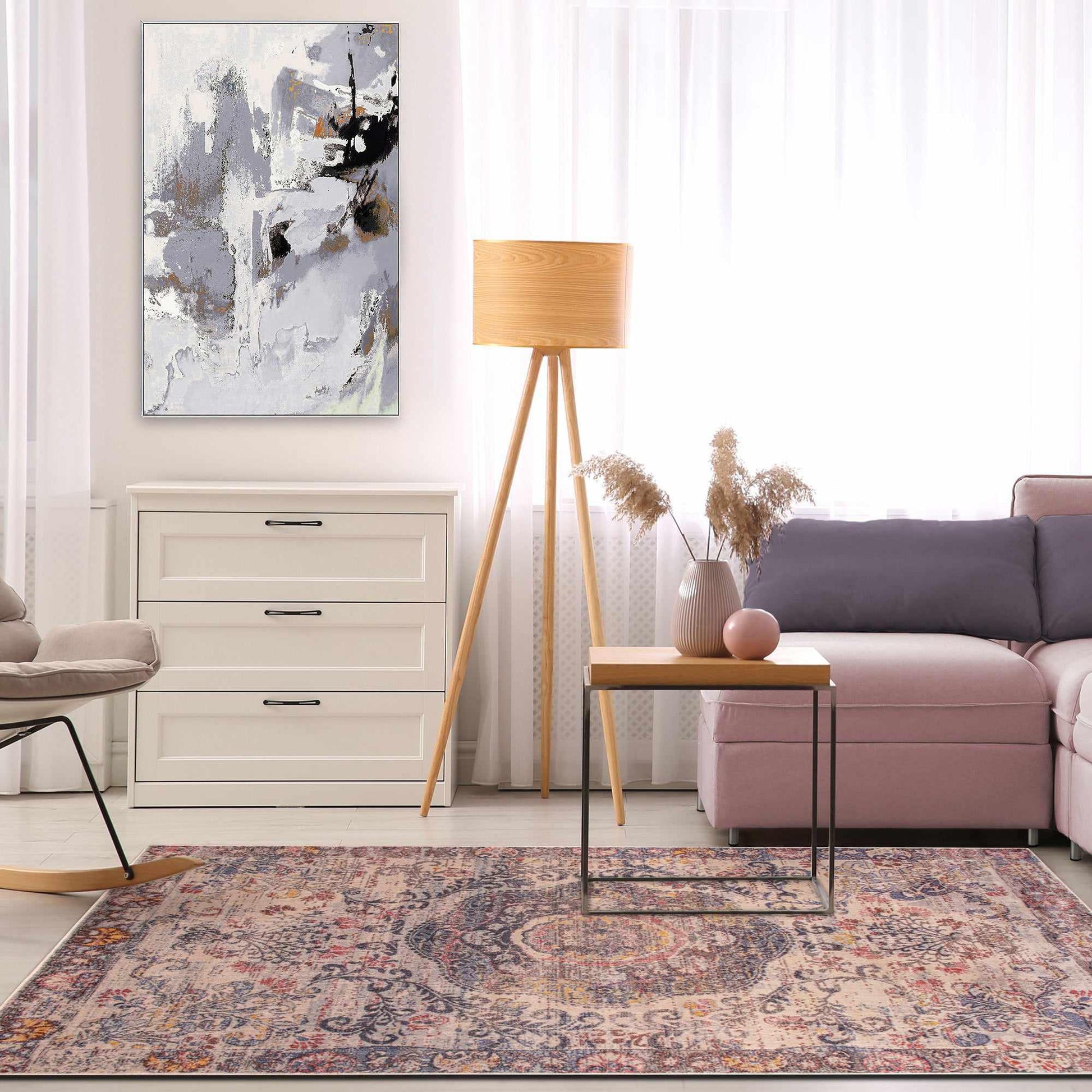 Cherise Distressed Vintage Medallion Area Rug 