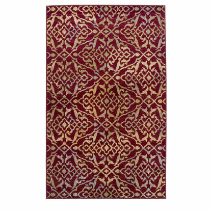 Superior Corbin Contemporary Damask Area Rug - Red