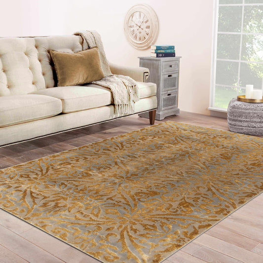 Cressida Distressed Damask Area Rug 