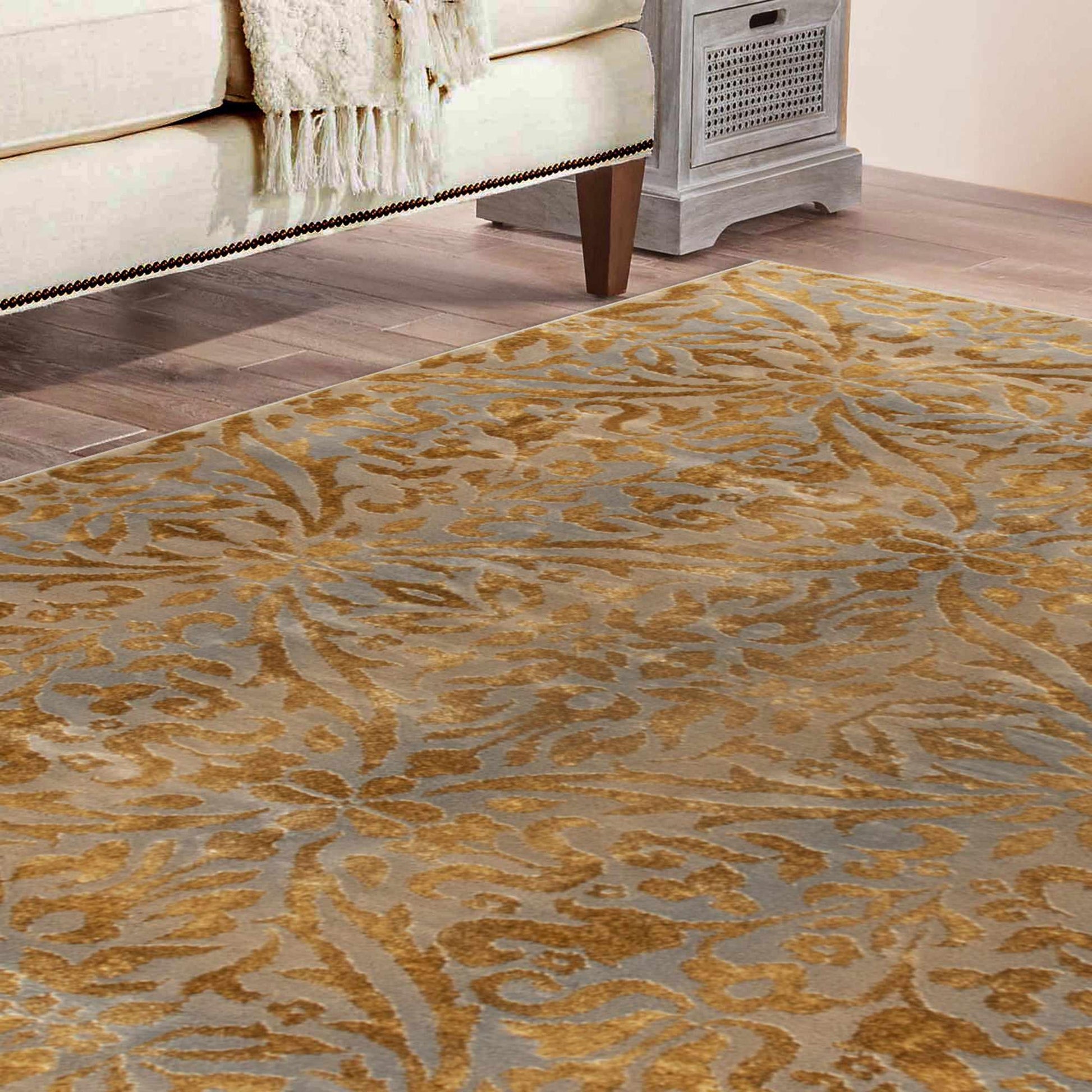  Cressida Distressed Damask Area Rug.