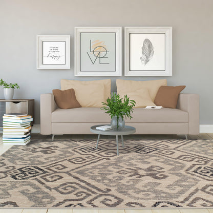  Superior Distressed Southwestern Tribal Area Rug - Light Blue