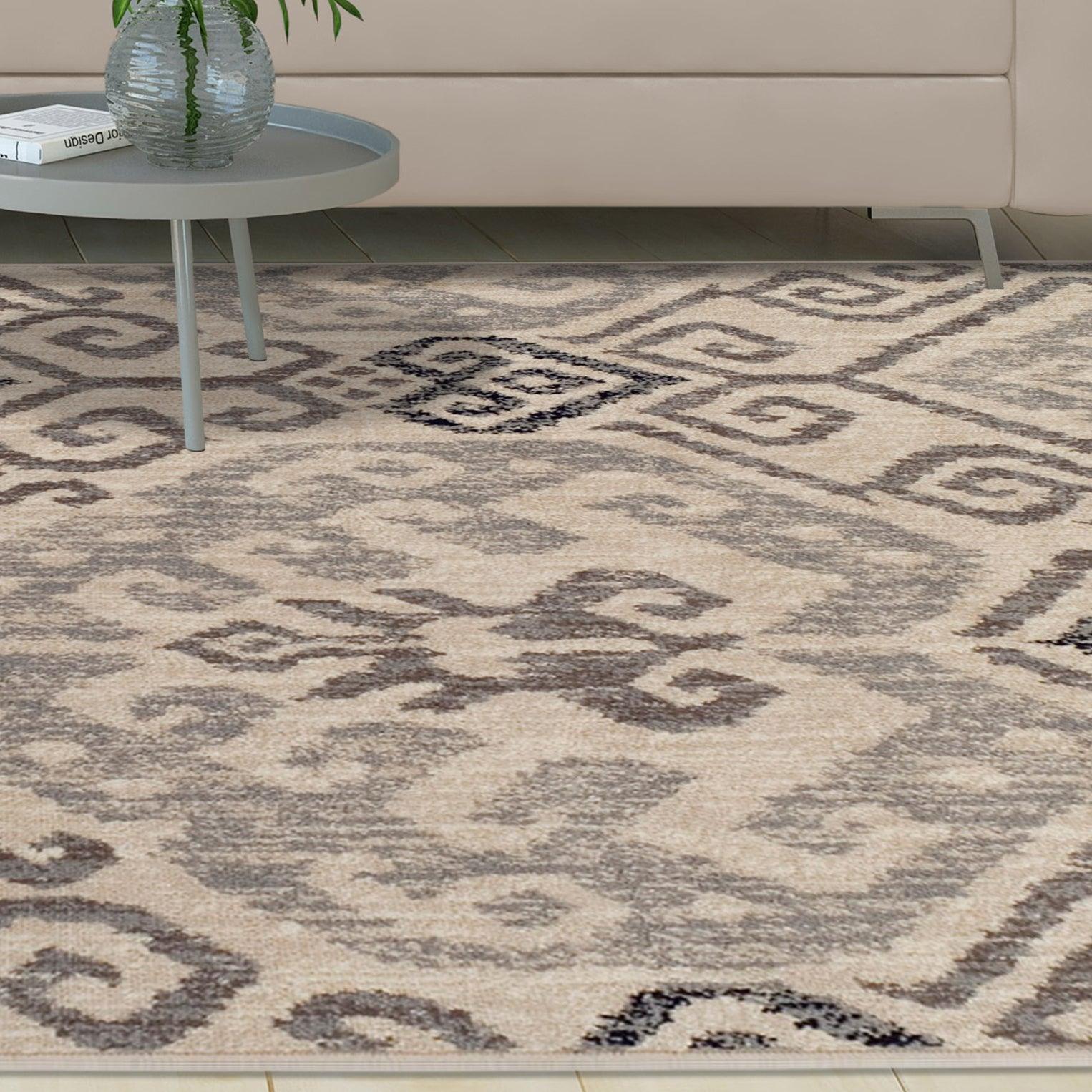  Superior Distressed Southwestern Tribal Area Rug - Light Blue