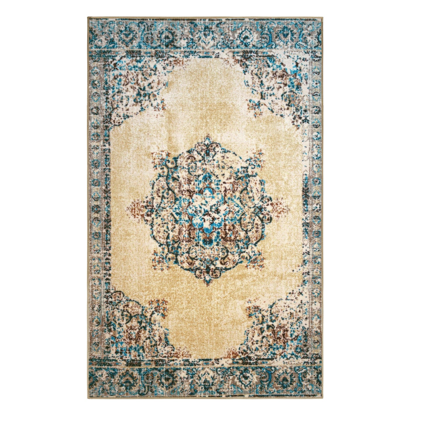 Superior Decklan Floral Medallion Indoor Area Rug or Runner Rug - Cream