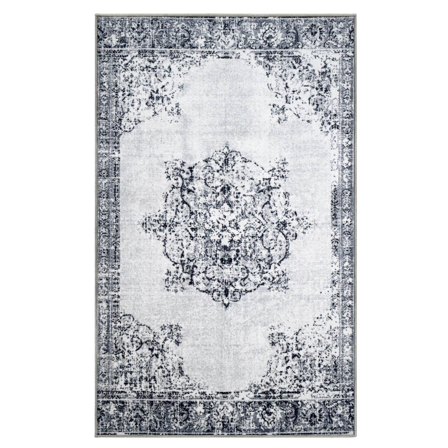 Superior Decklan Floral Medallion Indoor Area Rug or Runner Rug - Grey