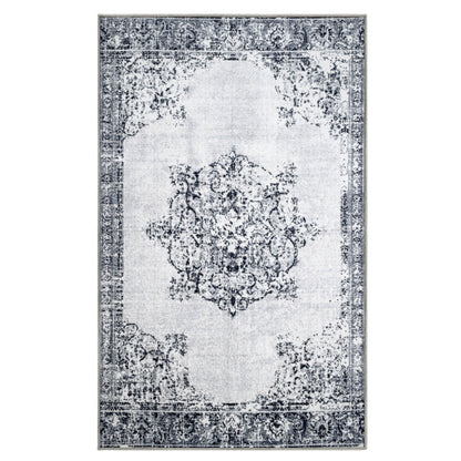 Superior Decklan Floral Medallion Indoor Area Rug or Runner Rug - Grey