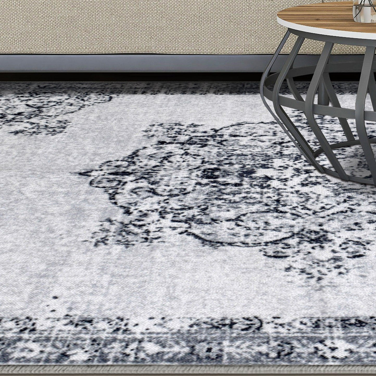 Superior Decklan Floral Medallion Indoor Area Rug or Runner Rug - Grey
