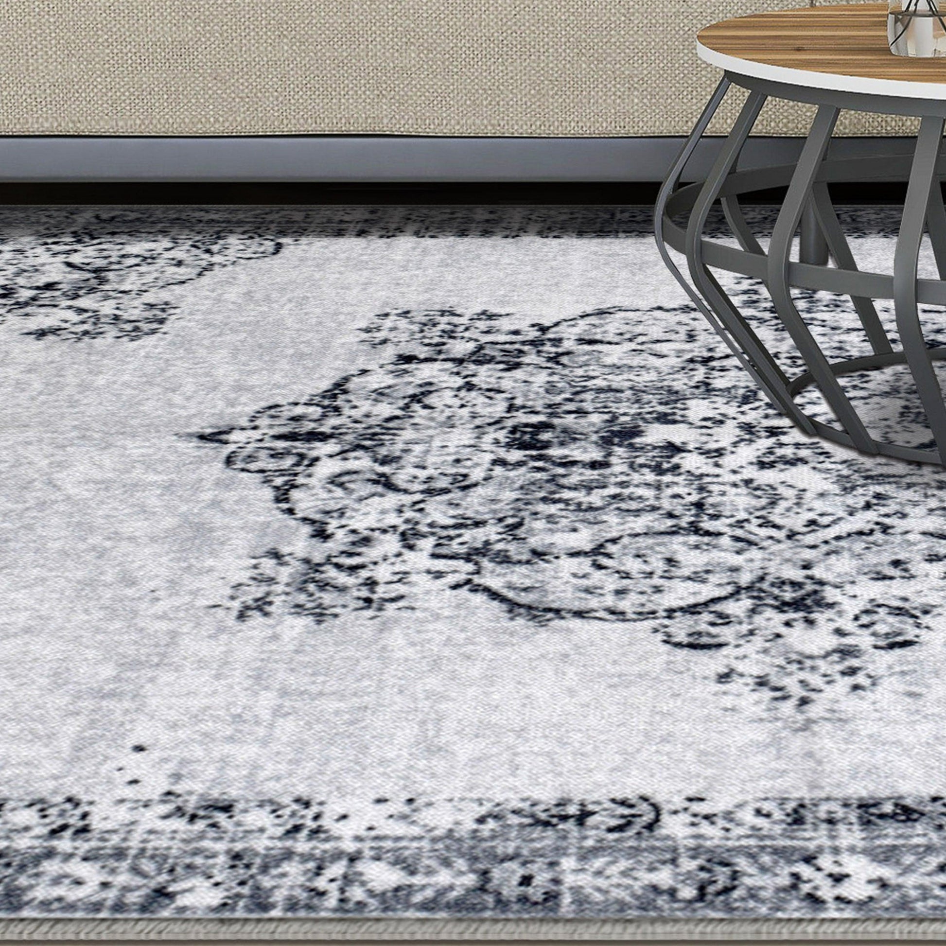 Superior Decklan Floral Medallion Indoor Area Rug or Runner Rug - Grey