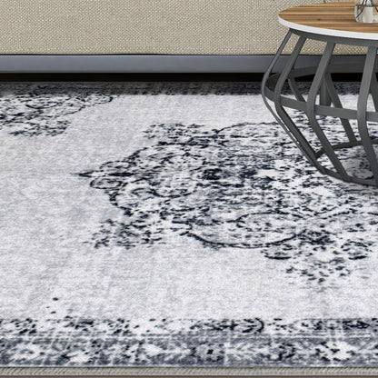 Superior Decklan Floral Medallion Indoor Area Rug or Runner Rug - Grey