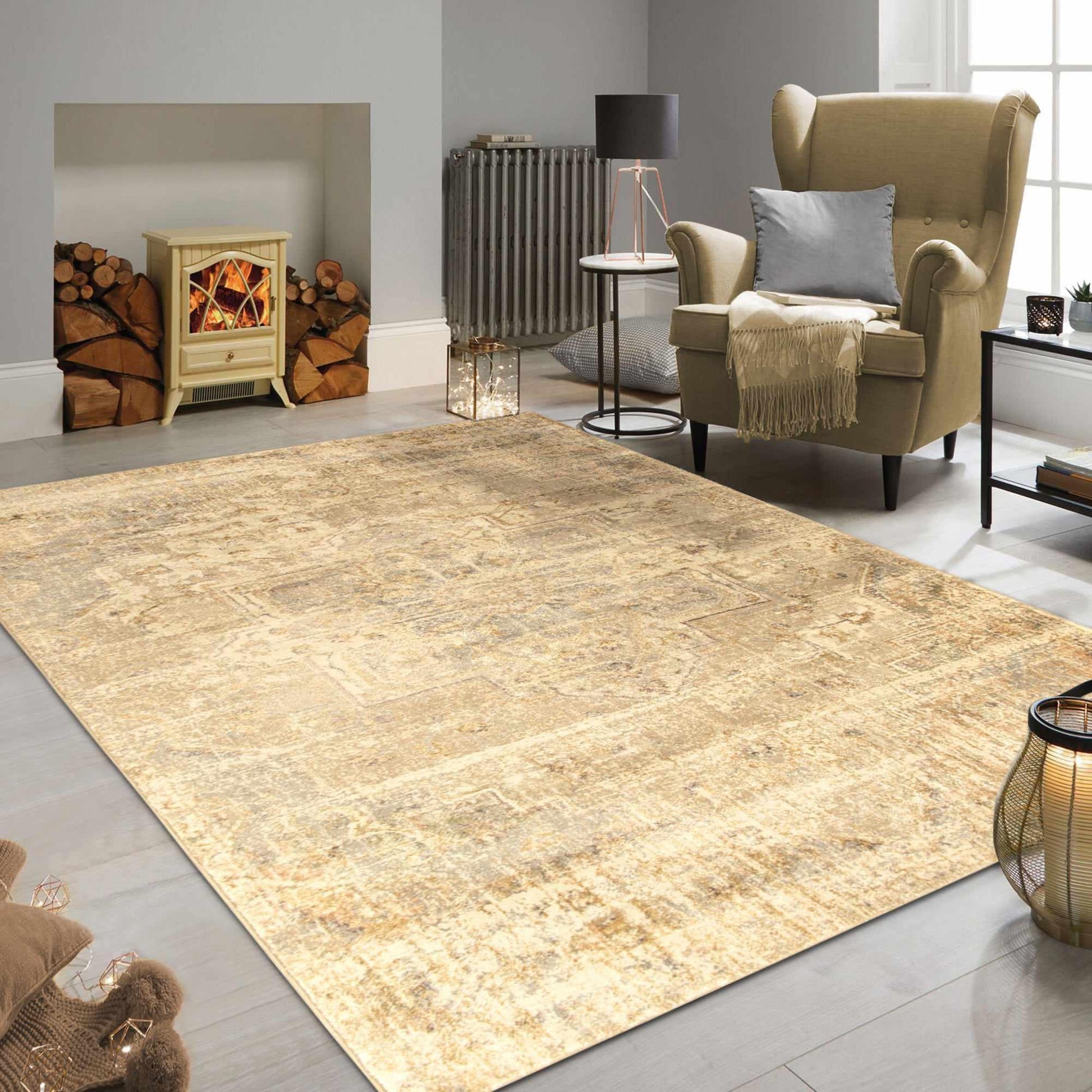  Superior Duard Heavily Distressed Geometric Medallion Area Rug 
