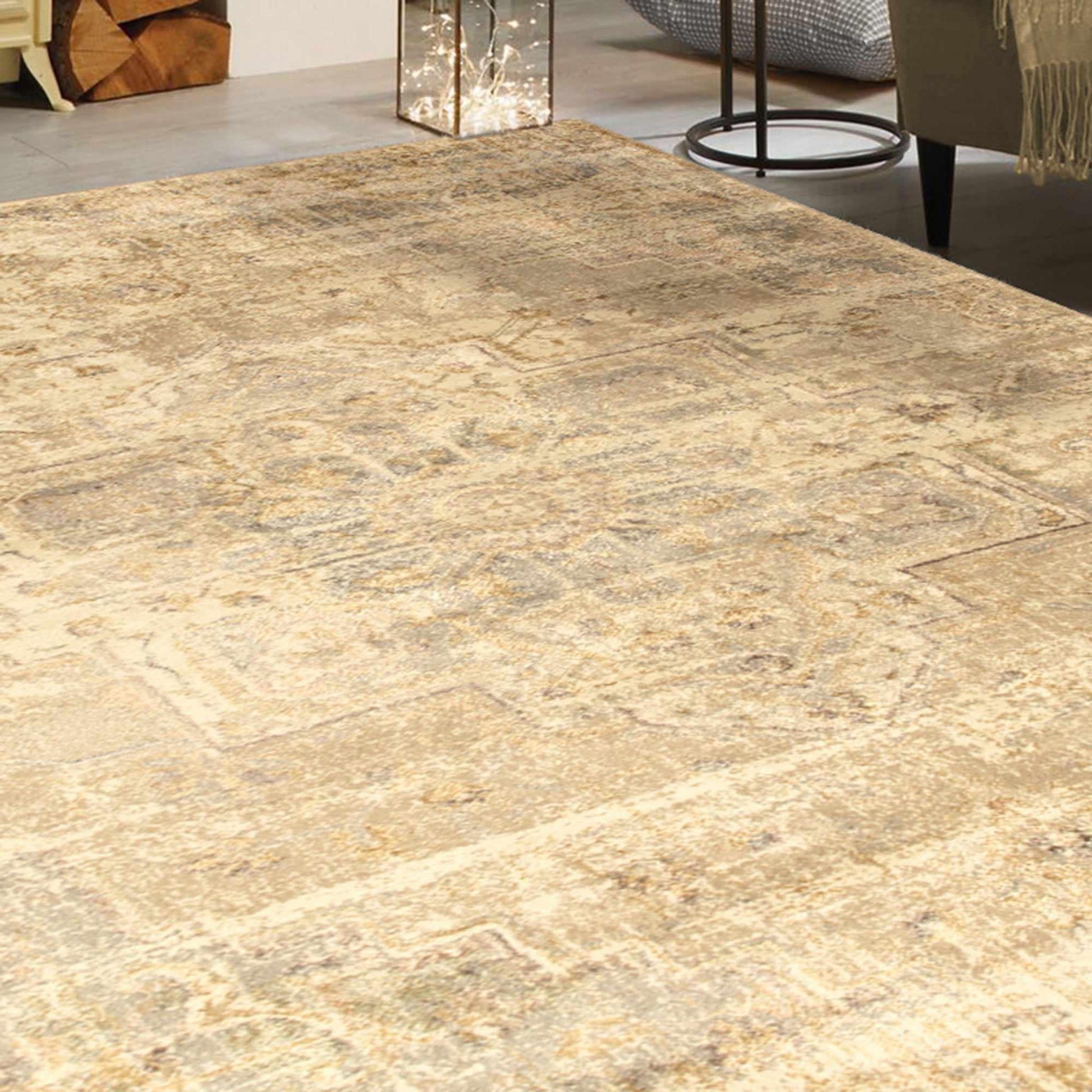  Superior Duard Heavily Distressed Geometric Medallion Area Rug 