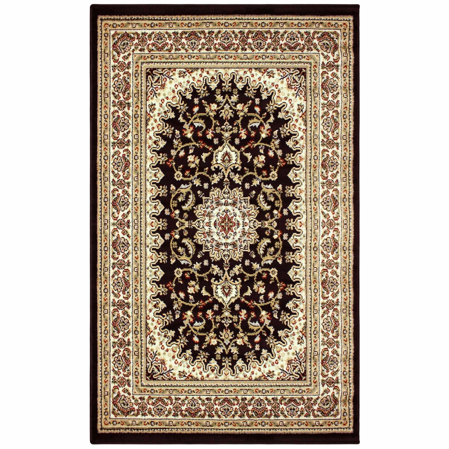  Superior Edinberg Oriental Floral Medallion Area Rug - Black/Red