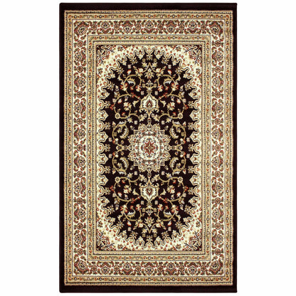  Superior Edinberg Oriental Floral Medallion Area Rug - Black/Red